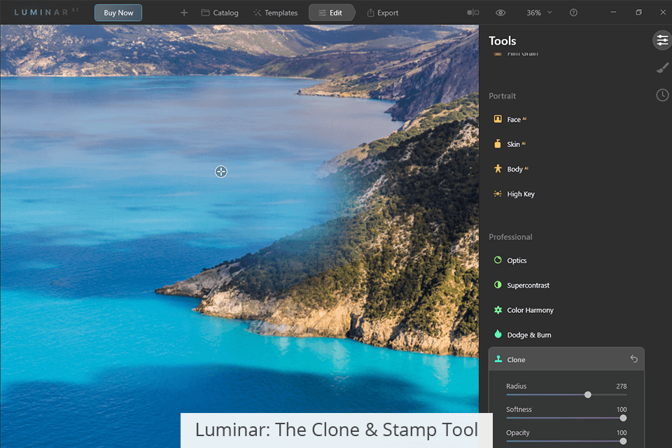 أداة luminar استنساخ وختم