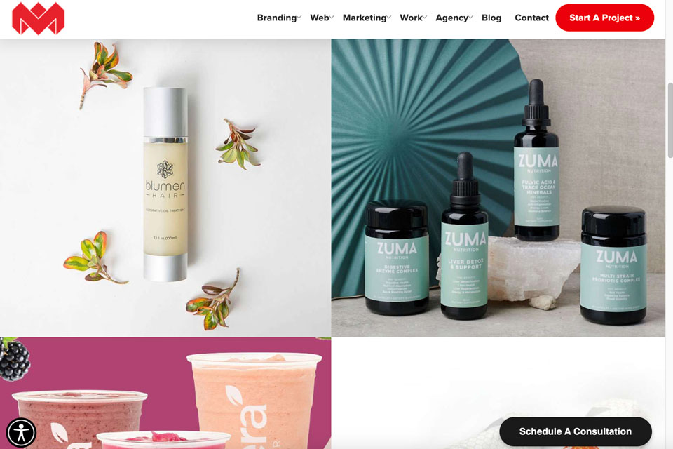 mad mind studios interfaz de agencia de diseño gráfico