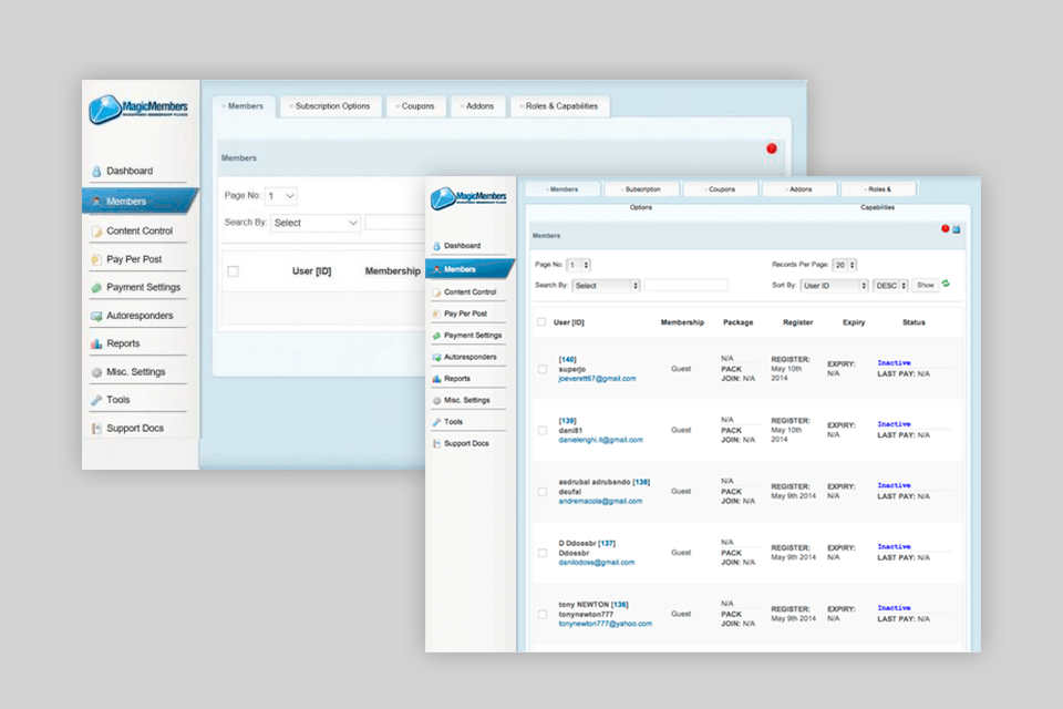 magic members wordpress membership plugin interface