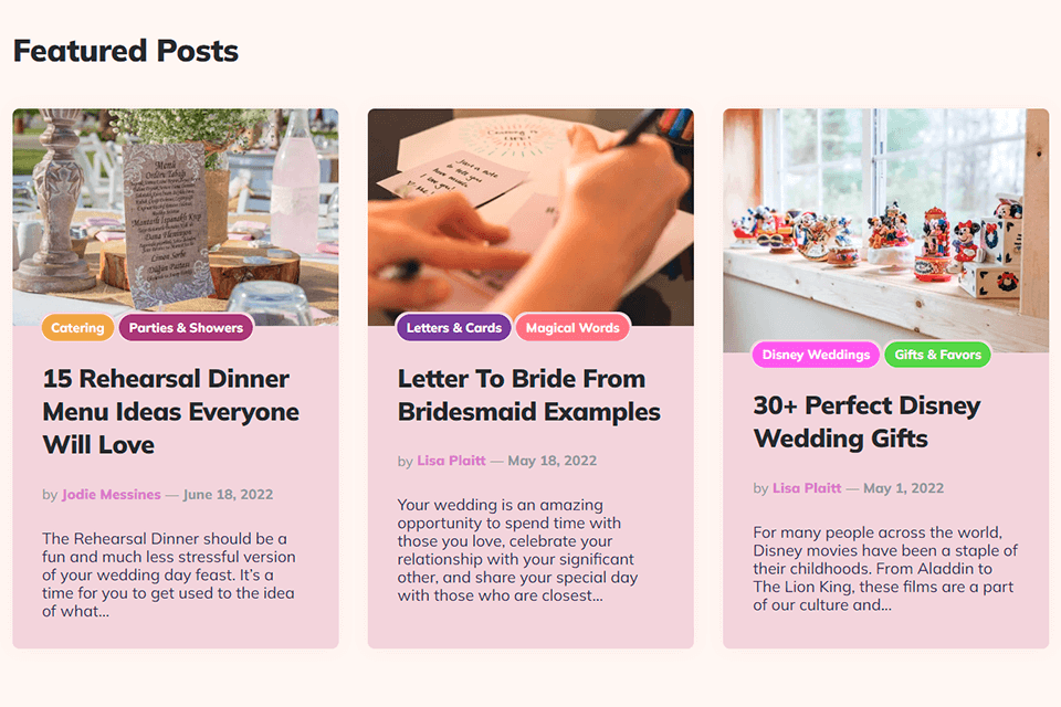 magical day wedding blog interface