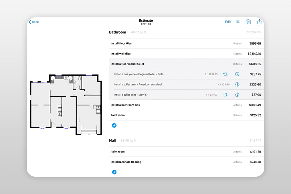 magicplan estimates function