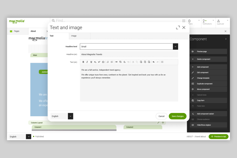 magnolia digital experience platform interface