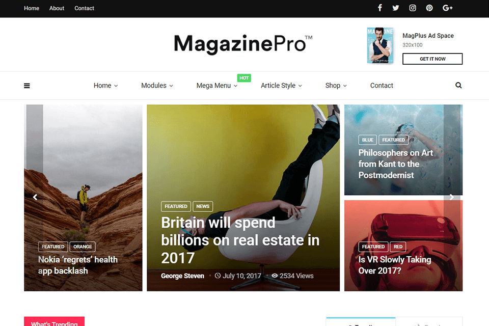 magplus wordpress video theme interface