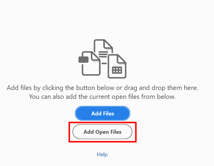 mail merge pdf with adobe acrobat add open files option