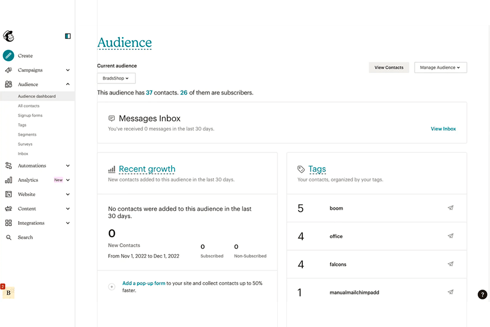 mailchimp email template builder interface