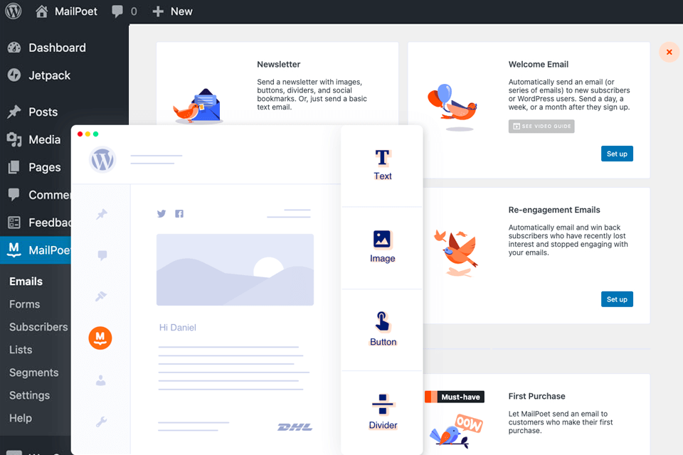 mailpoet wordpress email marketing plugin interface