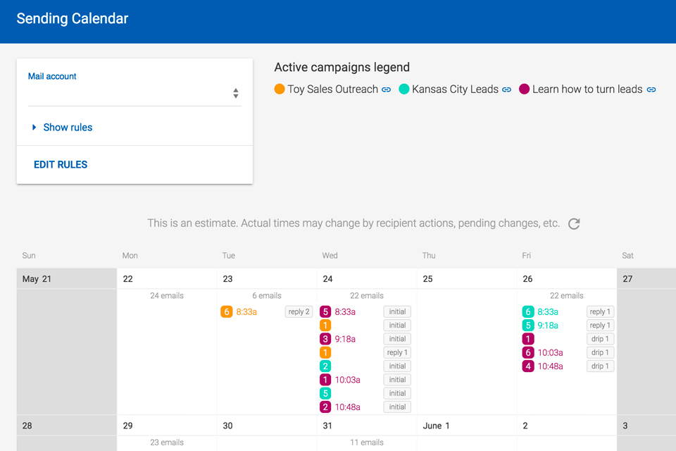 mailshake cold email software interface