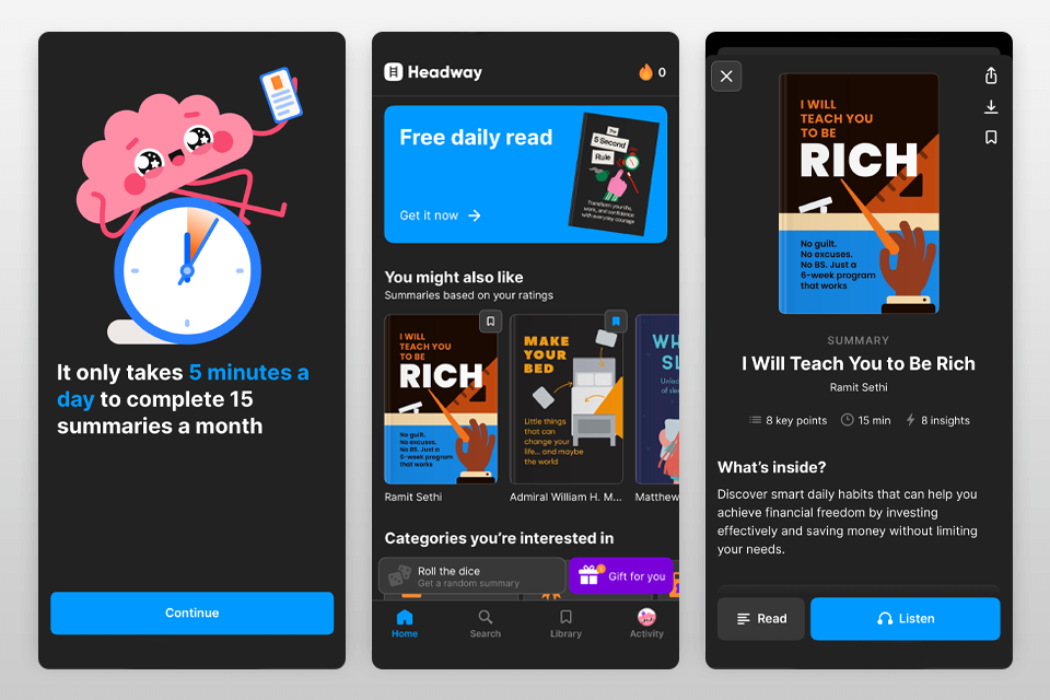 makeheadway app to read books