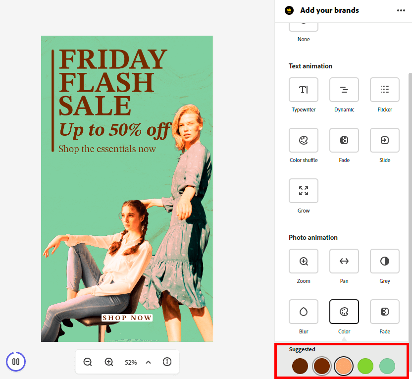 making a picture animation in cc express create static animation