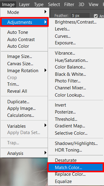 match color tool to match a color in photoshop