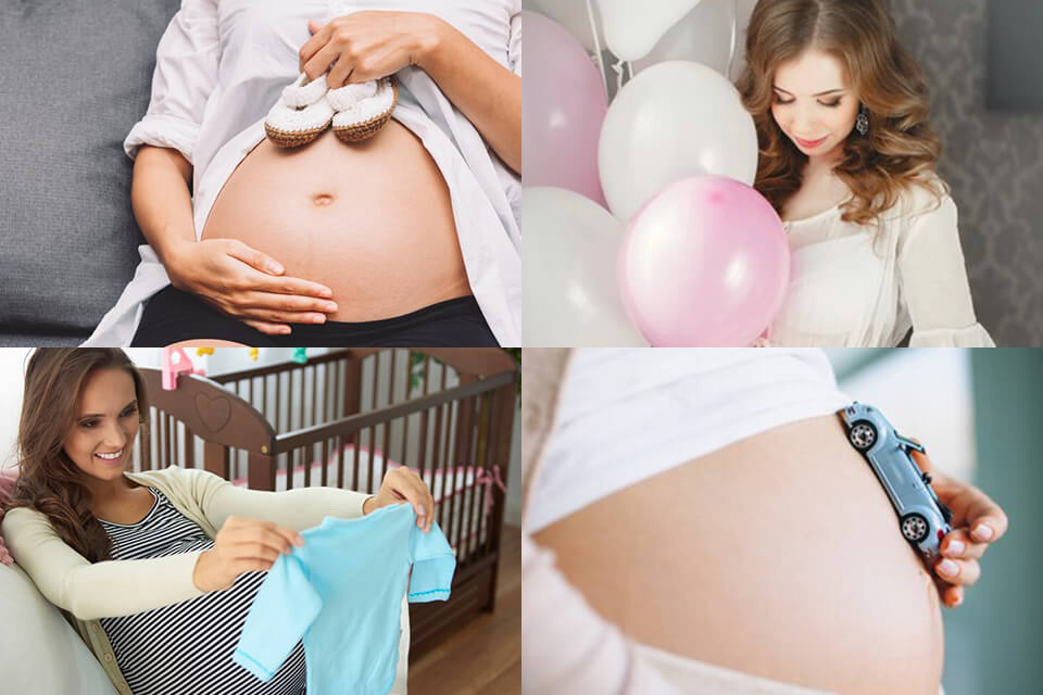 Collection of Portraits of Pregnant Woman in Different Poses at Gray  Background Stock Photo - Image of mosaic, girl: 111500170