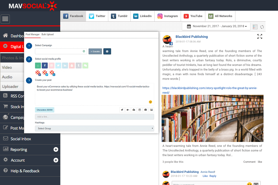 mavsocial social media management tool interface