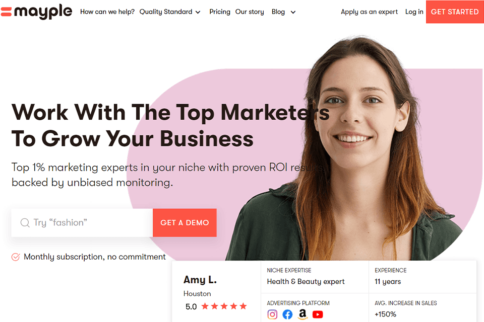 interface de l'agence de marketing digital mayple