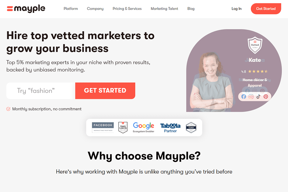 mayple promoting agency website