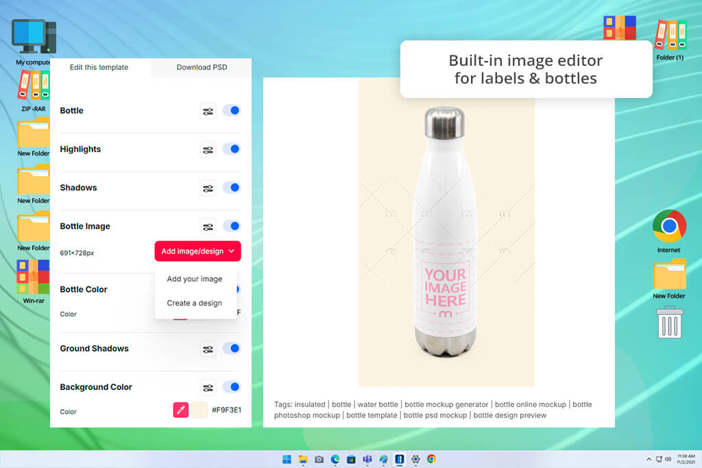 mediamodifier bottle mockup generator