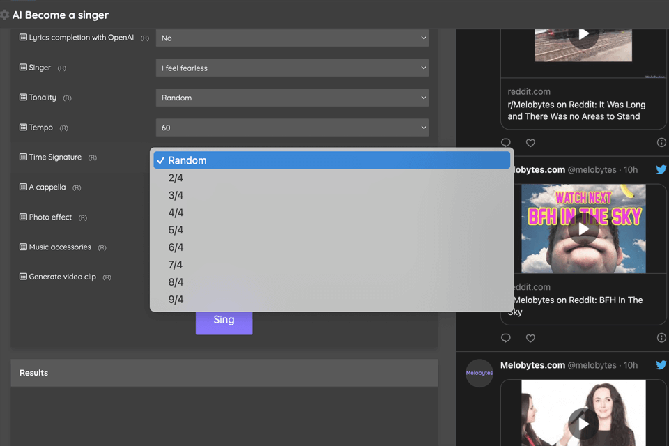 melobytes ai music generator interface