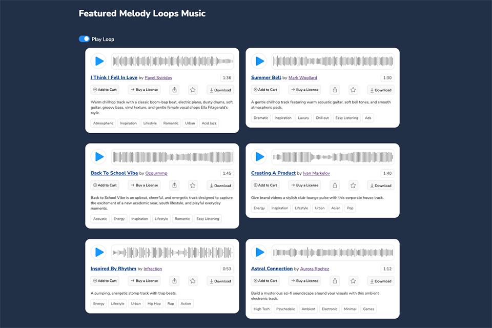 melodyloops royalty free music site