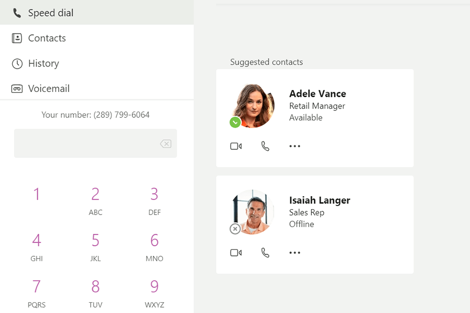 microsoft 365 business voice voip software interface