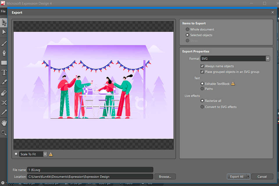 microsoft expression design jpg to svg converter interface