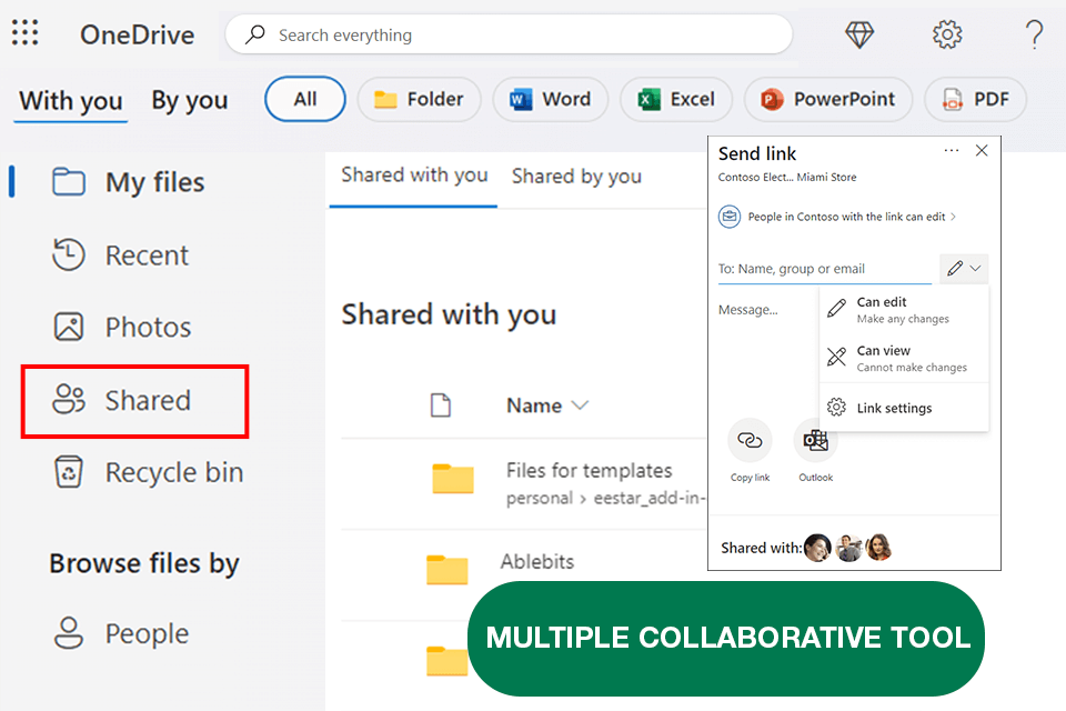 microsoft onedrive tool to share pdfs online