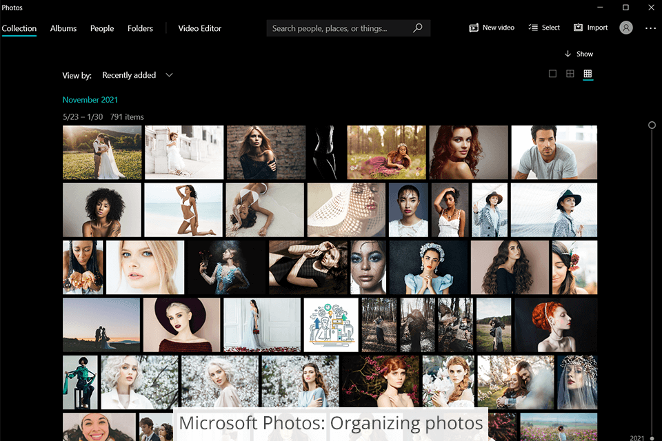 microsoft photos album organization