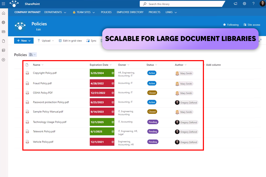 microsoft sharepoint interface