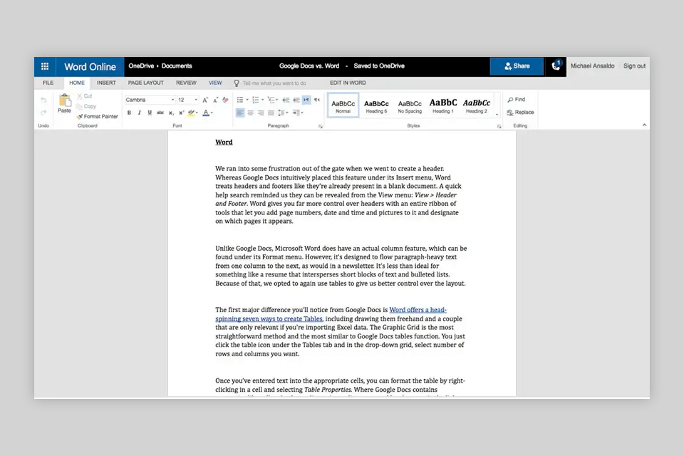 microsoft word online ebook software interface