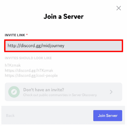midjourney join a server