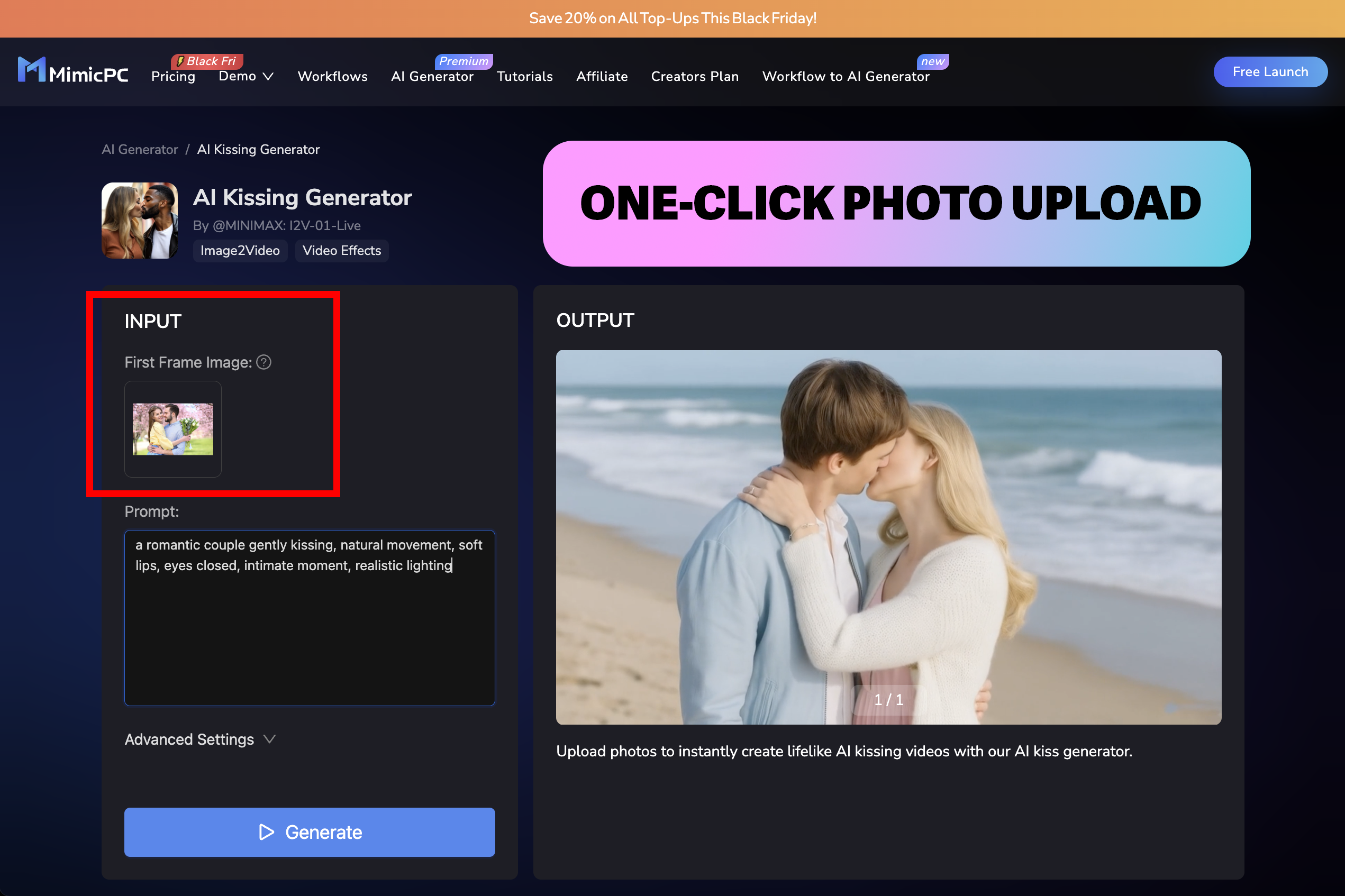 mimicpc ai kissing video generator