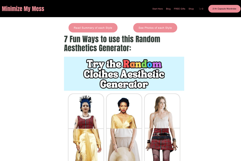 minimizemymess random outfit generator