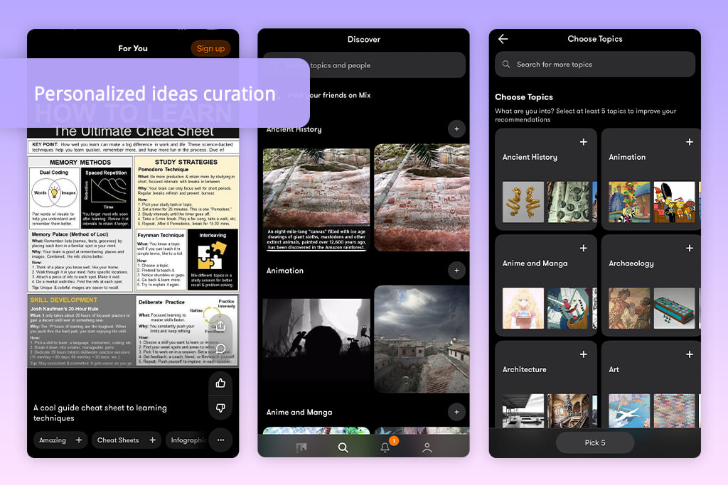 mix app like pinterest