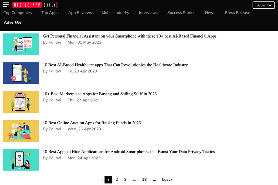 mobileappdaily mobile development blog interface