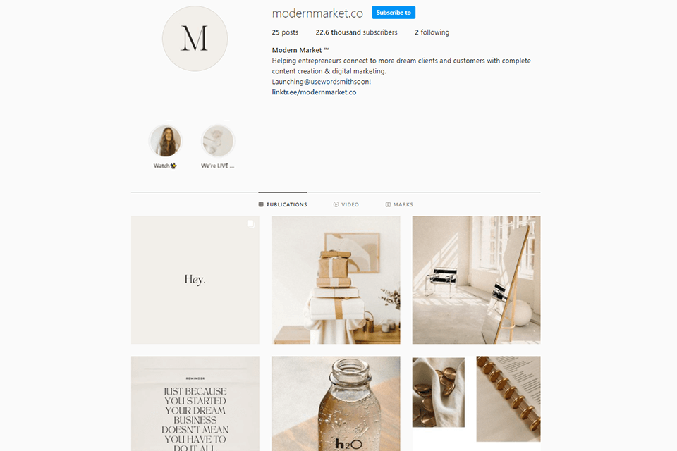 modern market presets instagram