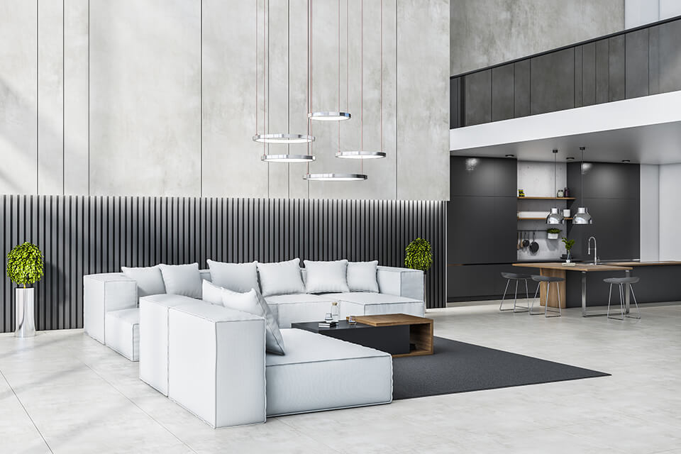 modern style in interior design open plan