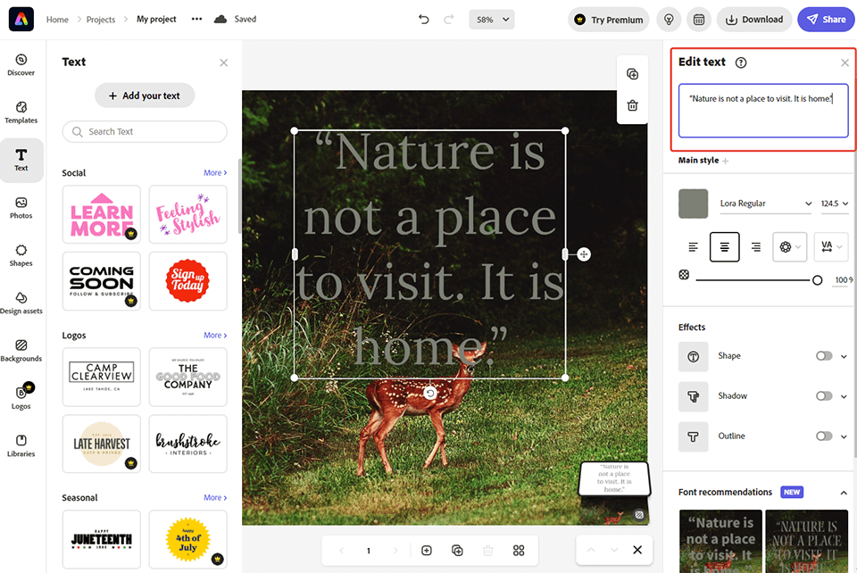 modify your text to add quote