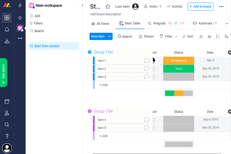 monday.com interface
