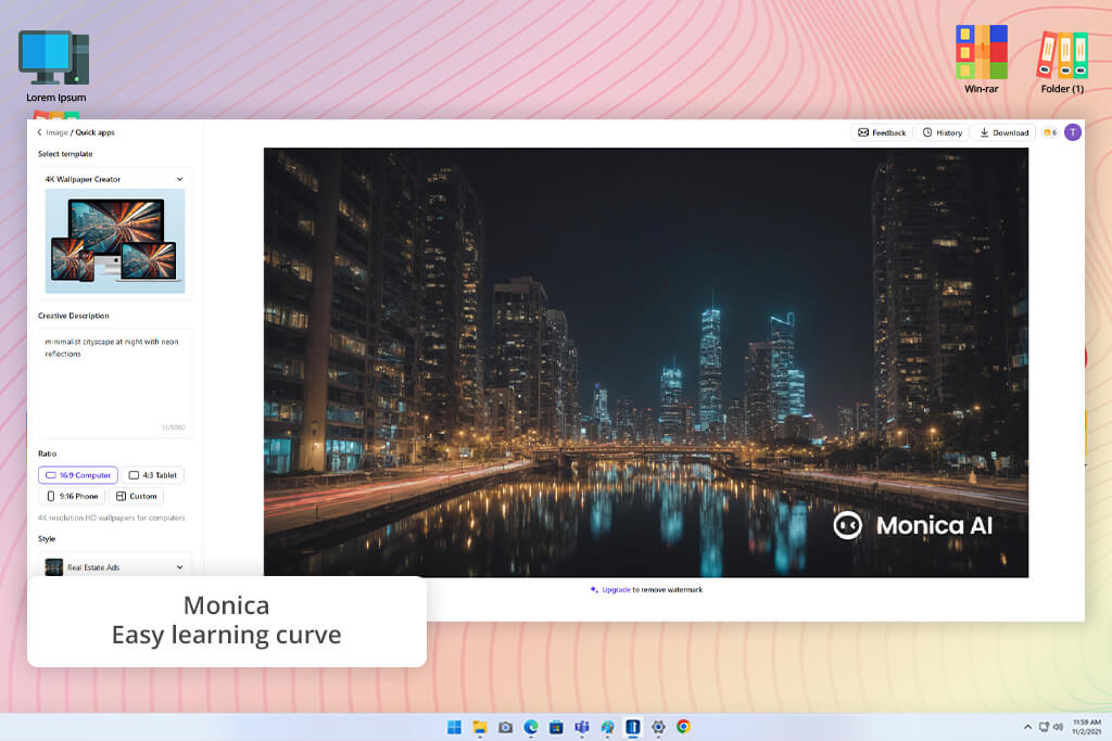 monica software interface
