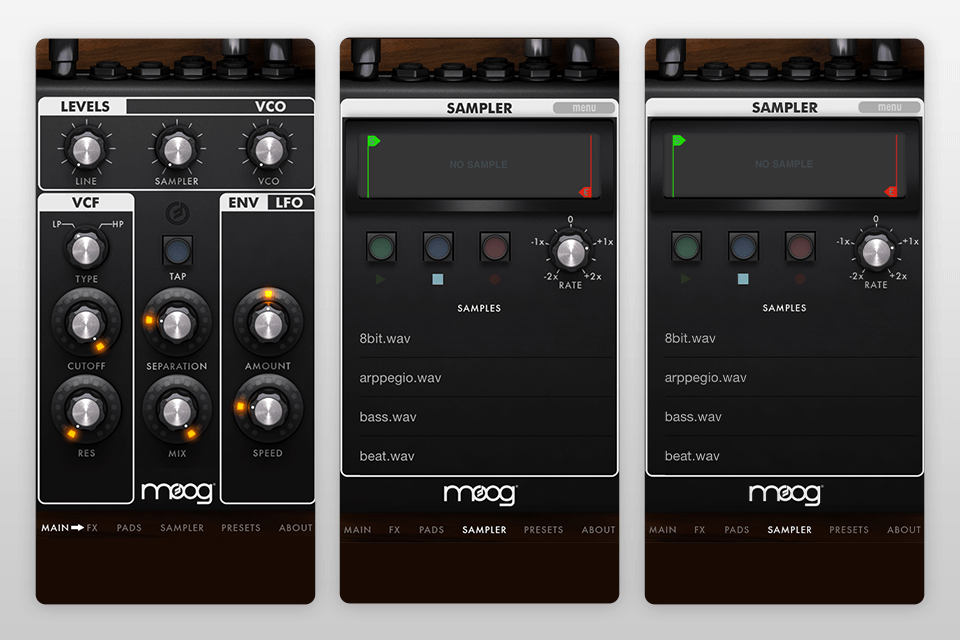 moog filtatron app to record music interface
