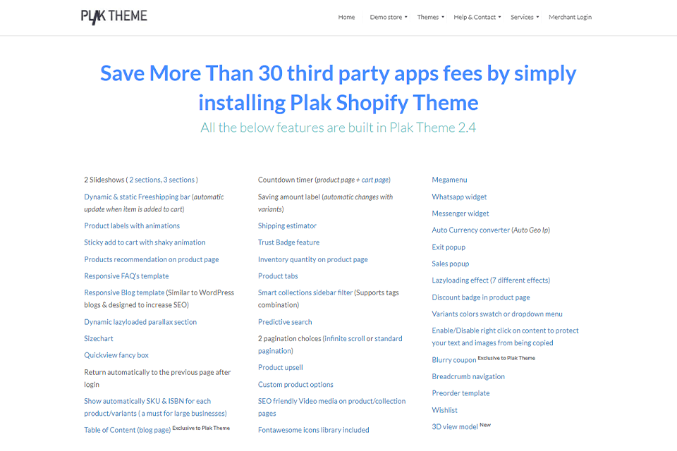 more than 30 new features from plank theme service