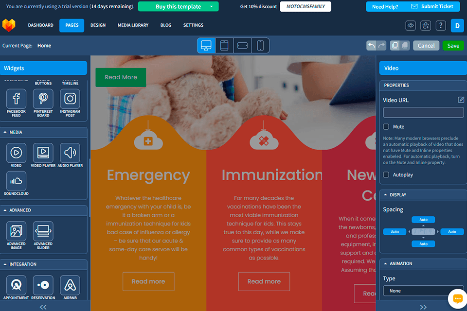 motocms editor interface