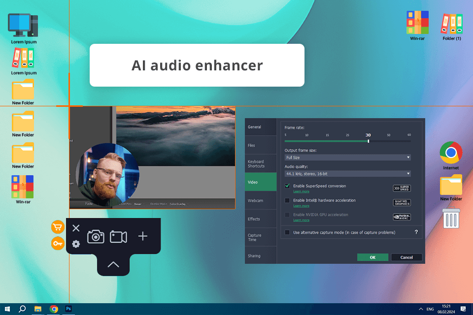 movavi program to record webcam interface