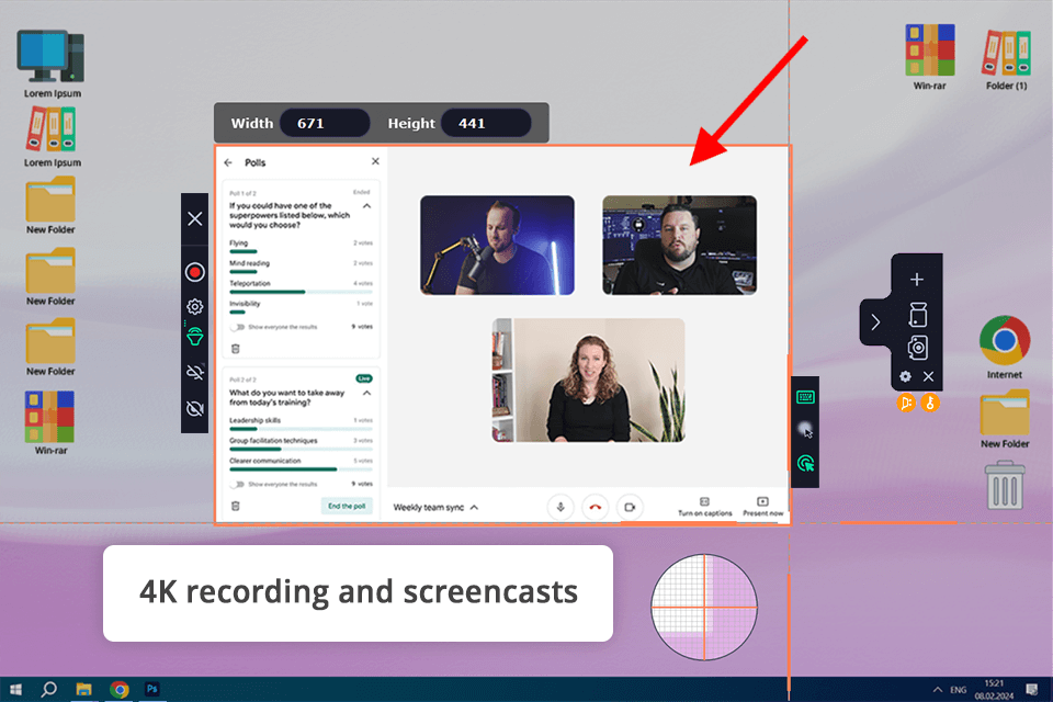 movavi screen recorder for google meet interface