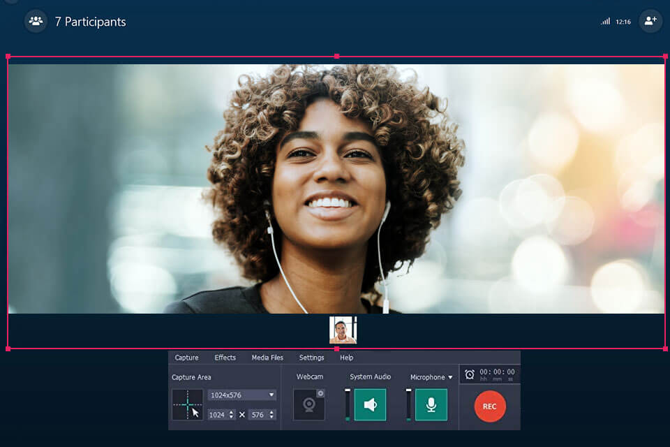 movavi screen skype call recorder interface