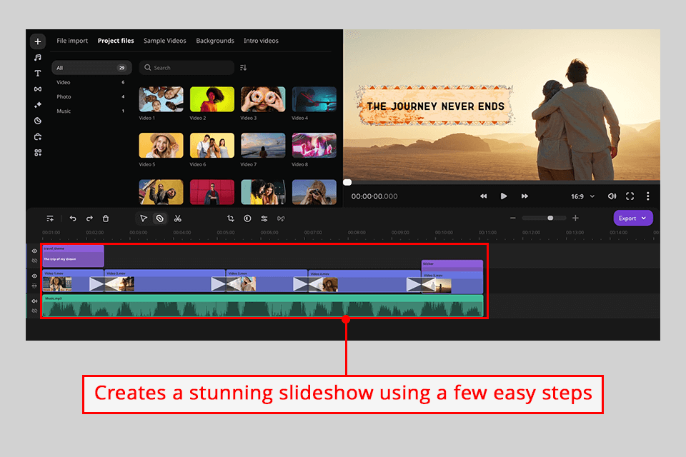 movavi slideshow maker interface
