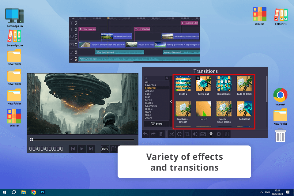 movavi video editor 15 interface