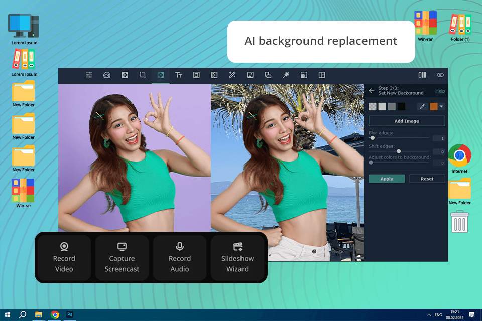 movavi video editor background replacement