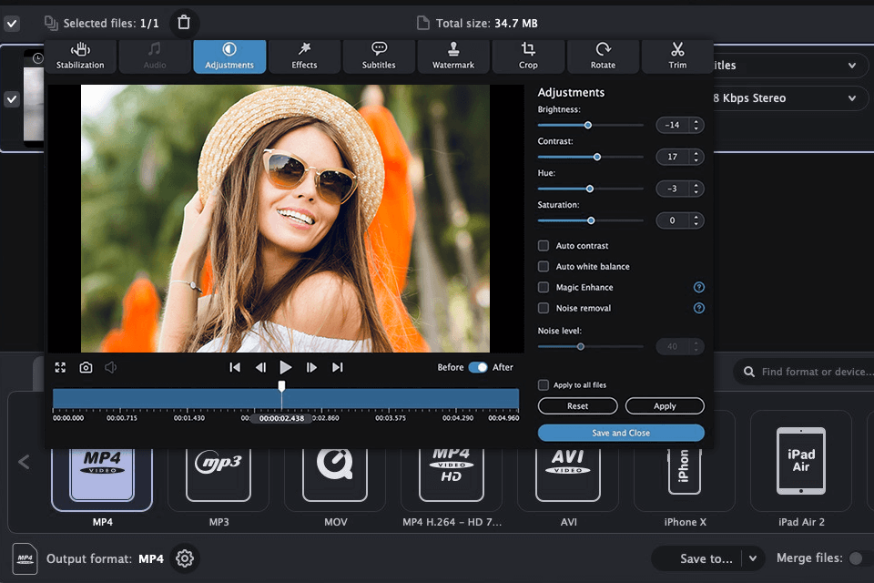 movavi video mp4 to mp3 converter interface