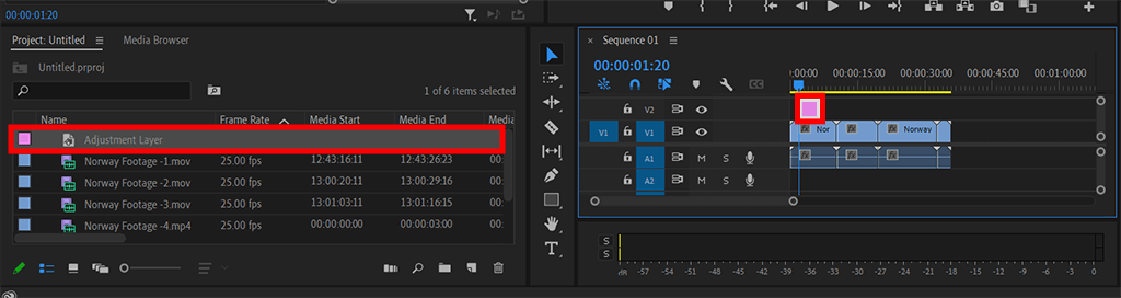 move the adjustment layer in premiere pro