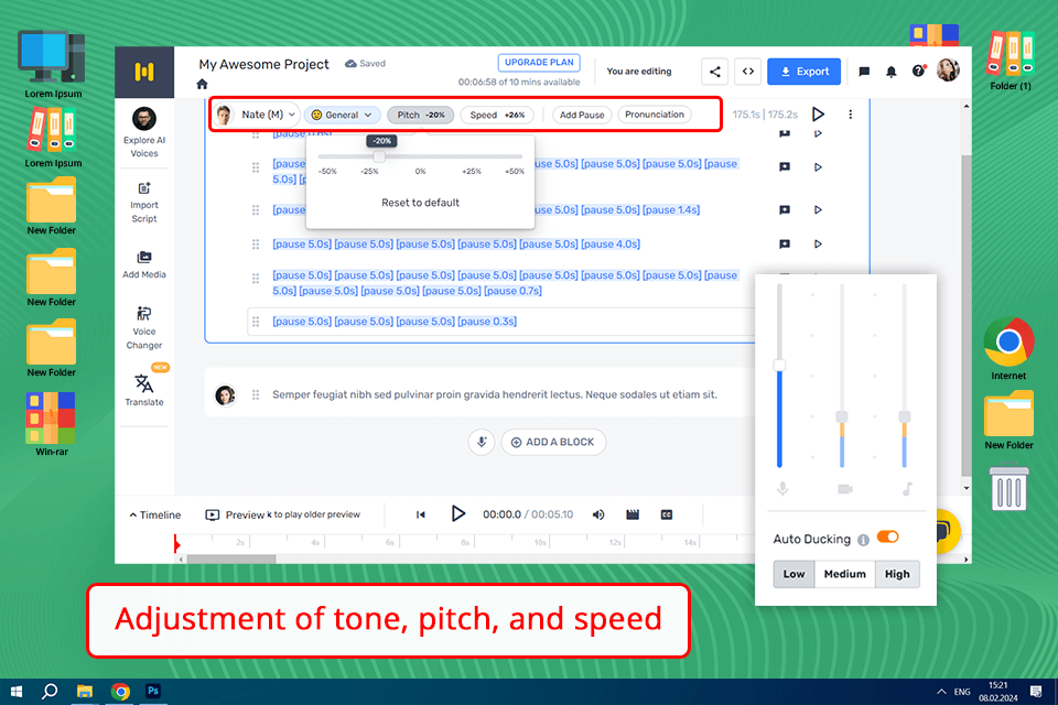 murf ai voice cloning software interface