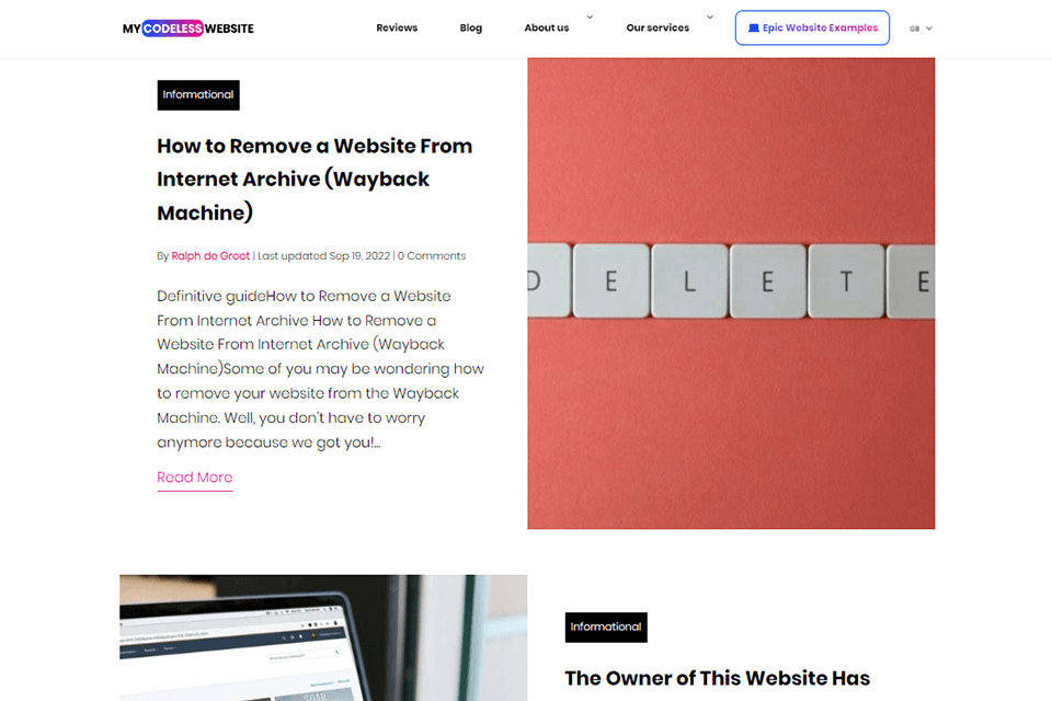 my codeless website blog